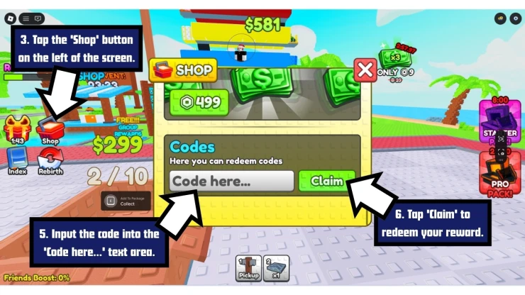 Build A Pet Factory redeem code screen showing where to enter Build A Pet Factory codes