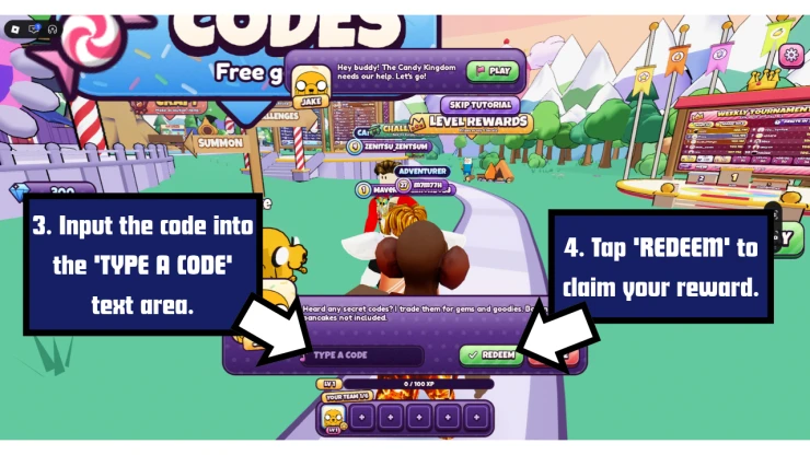 Candy Kingdom Defense redeem code screen showing where to enter Candy Kingdom Defense codes