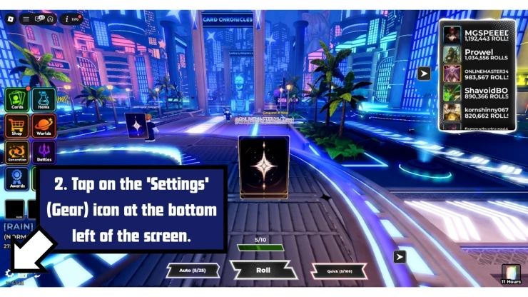 Card Chronicles redeem code screen showing where to enter Card Chronicles codes