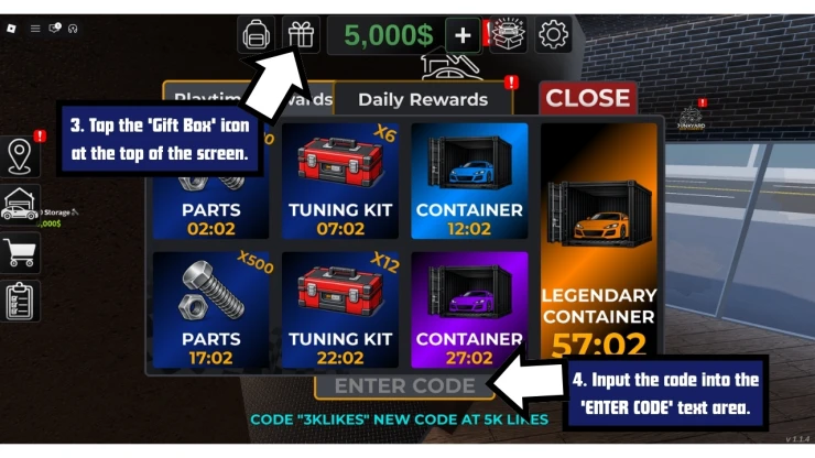Car Flipper redeem code screen showing where to enter Car Flipper codes
