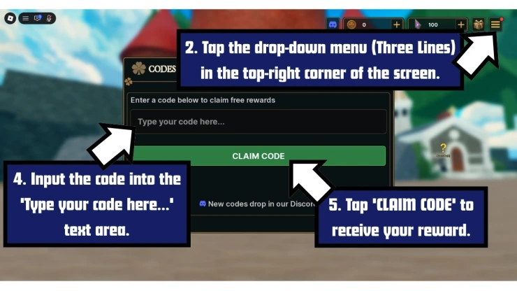 Clover Legends redeem code screen showing where to enter Clover Legends codes