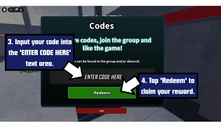 Coach a Fighter redeem code screen showing where to enter Coach a Fighter codes