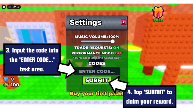 Collect The Alphabet redeem code screen showing where to enter Collect The Alphabet codes