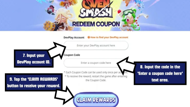 CookieRun: OvenSmash redeem code screen showing where to enter CookieRun: OvenSmash codes