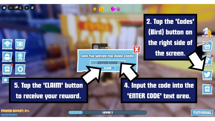 Cooking Chaos redeem code screen showing where to enter Cooking Chaos codes