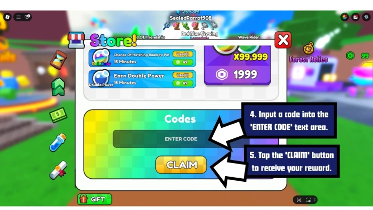 Dig Training redeem code screen showing where to enter Dig Training codes