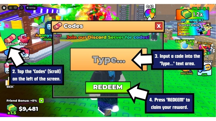 Dont Get Caught For Hackers redeem code screen showing where to enter Dont Get Caught For Hackers codes