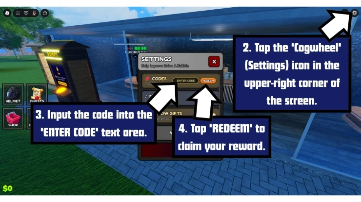 Drive A Kukirin redeem code screen showing where to enter Drive A Kukirin codes