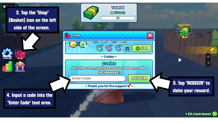 Dropper Incremental redeem code screen showing where to enter Dropper Incremental codes