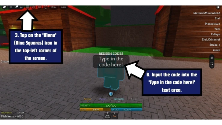 Elementalism redeem code screen showing where to enter Elementalism codes