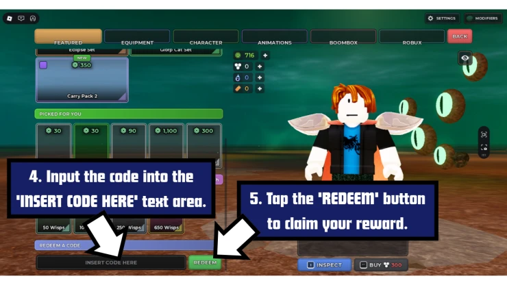 Evade redeem code screen showing where to enter Evade codes