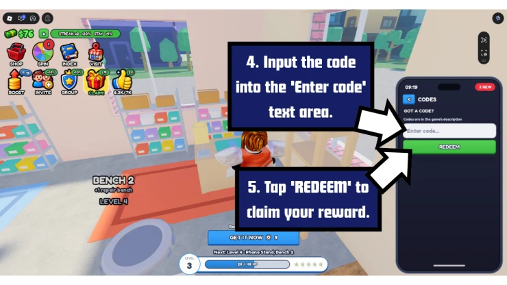Fix My Phone redeem code screen showing where to enter Fix My Phone codes