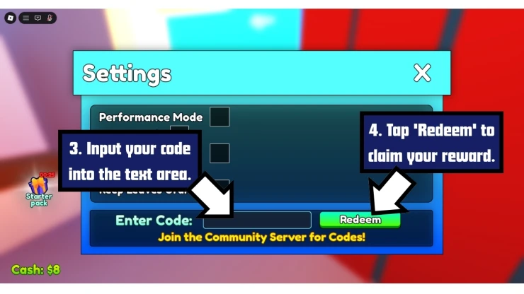 Garden Cleaner Evolution redeem code screen showing where to enter Garden Cleaner Evolution codes