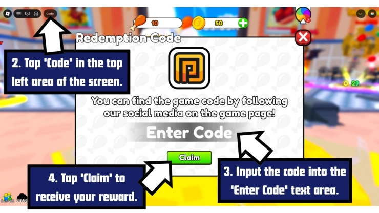 Get Fat to Break Tape redeem code screen showing where to enter Get Fat to Break Tape codes