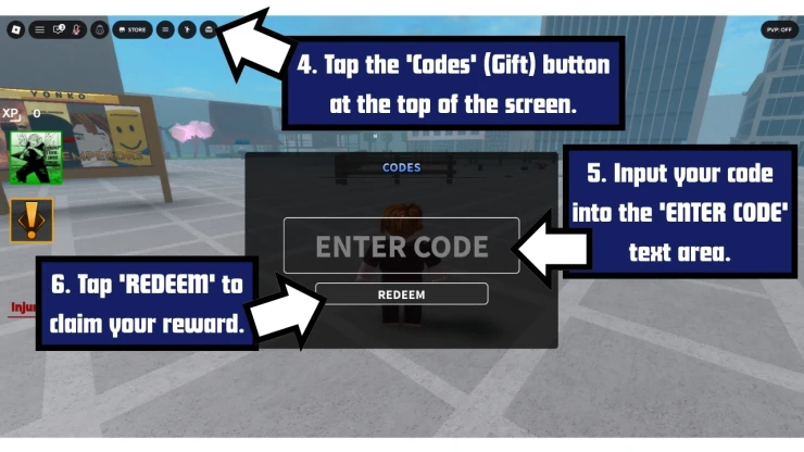 Heal Your Injuries redeem code screen showing where to enter Heal Your Injuries codes