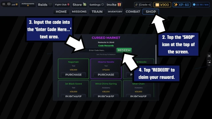 Jujutsu Kaisen Incremental redeem code screen showing where to enter Jujutsu Kaisen Incremental codes