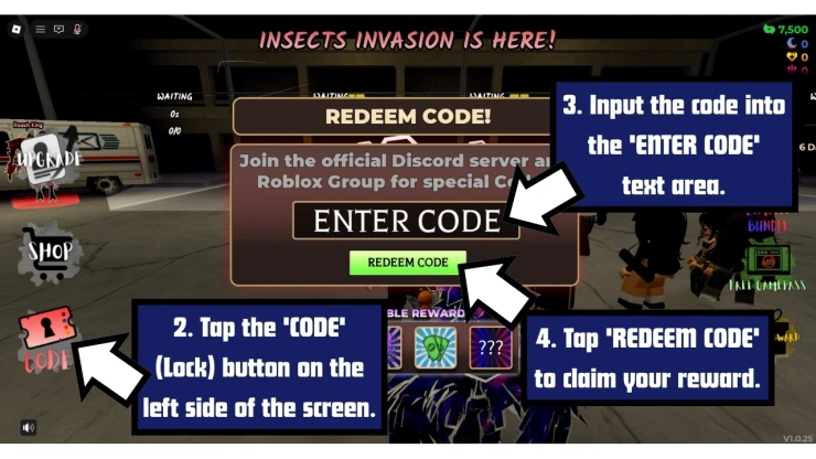 Keep the Door Locked redeem code screen showing where to enter Keep the Door Locked codes