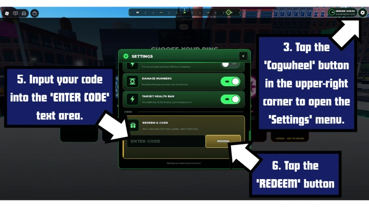 Lanterns redeem code screen showing where to enter Lanterns codes