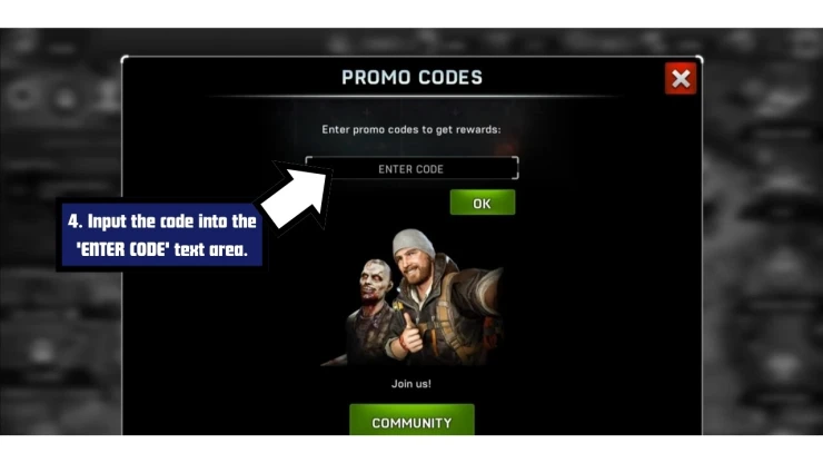 Left To Survive redeem code screen showing where to enter Left To Survive codes