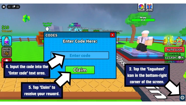 Level Your Weapon redeem code screen showing where to enter Level Your Weapon codes