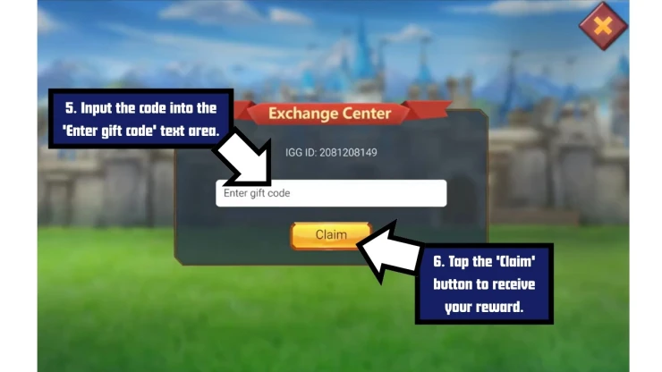 Lords Mobile: Kingdom Wars redeem code screen showing where to enter Lords Mobile: Kingdom Wars codes