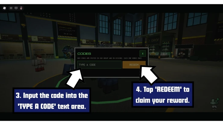 Machine Party redeem code screen showing where to enter Machine Party codes