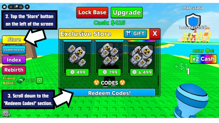 Merge a Nuke redeem code screen showing where to enter Merge a Nuke codes
