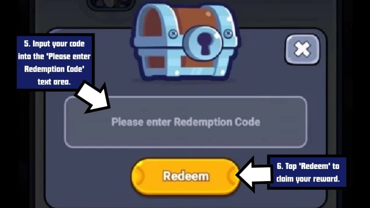 Mini Heroes redeem code screen showing where to enter Mini Heroes codes