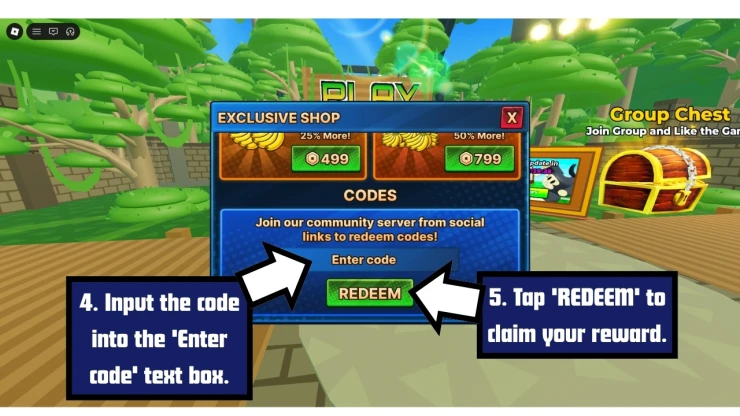Monkey Soccer redeem code screen showing where to enter Monkey Soccer codes
