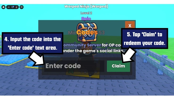 My Anime Mine redeem code screen showing where to enter My Anime Mine codes