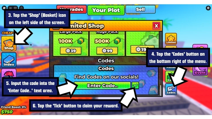 My Tycoon Farm redeem code screen showing where to enter My Tycoon Farm codes
