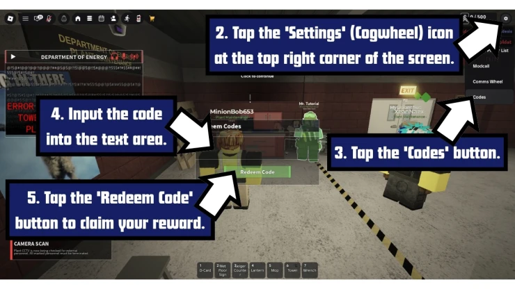Naramo Nuclear Plant redeem code screen showing where to enter Naramo Nuclear Plant codes