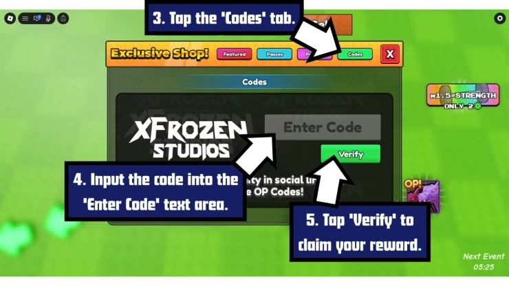 Open Sea For Animals redeem code screen showing where to enter Open Sea For Animals codes