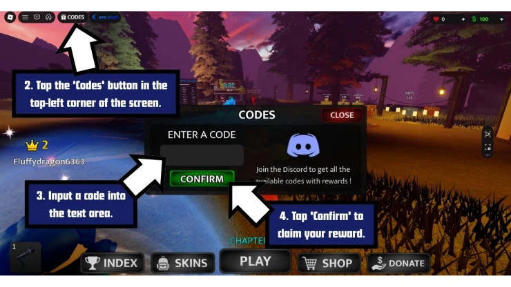 Ophelia redeem code screen showing where to enter Ophelia codes