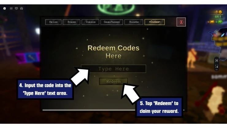 Paranormal redeem code screen showing where to enter Paranormal codes