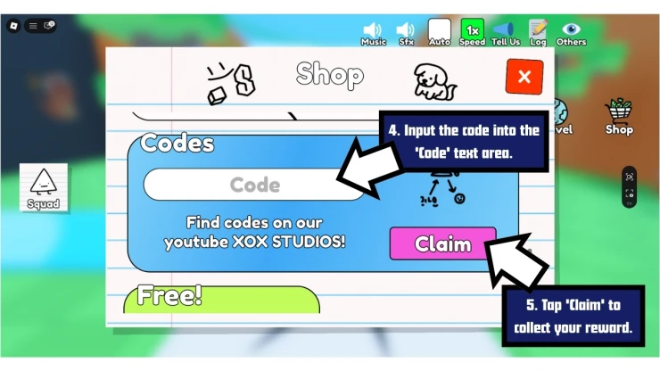 PokeDoodles redeem code screen showing where to enter PokeDoodles codes
