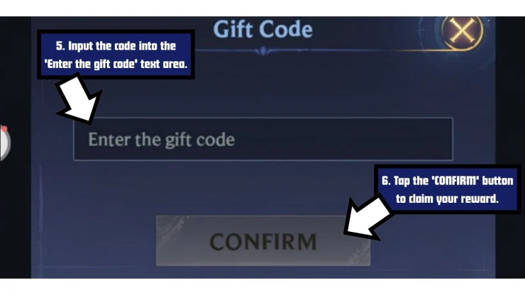 Puzzles & Chaos redeem code screen showing where to enter Puzzles & Chaos codes