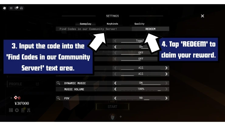 Redliner redeem code screen showing where to enter Redliner codes