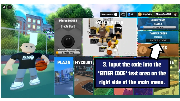 RH2 The Journey redeem code screen showing where to enter RH2 The Journey codes