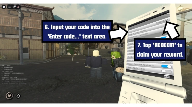 Rintama Highredeem code screen showing where to enter Rintama High codes