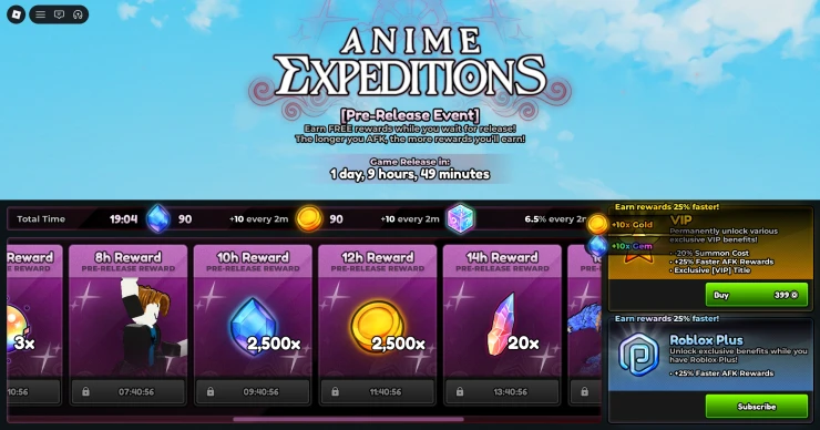 Anime Expeditions AFK rewards