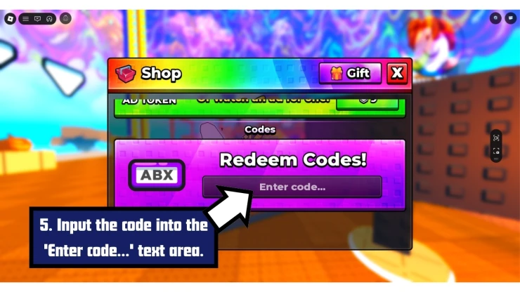 Shoot for Eggs redeem code screen showing where to enter Shoot for Eggs codes