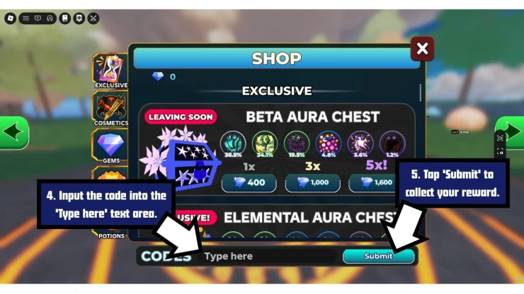 Slime Seas Anime RPG redeem code screen showing where to enter Slime Seas Anime RPG codes