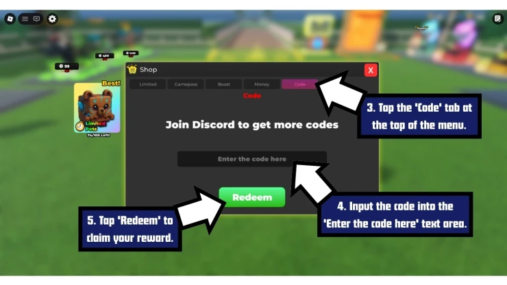 Smash Tape Simulator redeem code screen showing where to enter Smash Tape Simulator codes