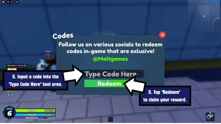Solo Hunters redeem code screen showing where to enter Solo Hunters codes