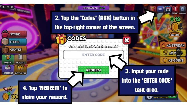 Solve The Cube redeem code screen showing where to enter Solve The Cube codes