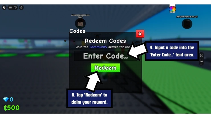 Spin a Brainrot redeem code screen showing where to enter Spin a Brainrot codes
