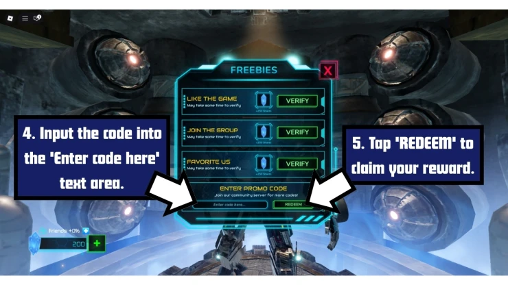 Steel Crossfire redeem code screen showing where to enter Steel Crossfire codes