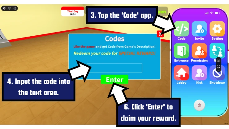 Supermarket Together redeem code screen showing where to enter Supermarket Together codes