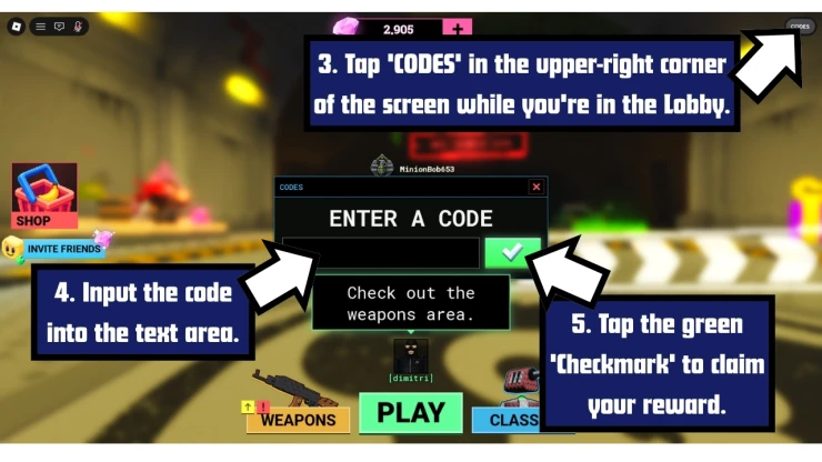 Survive a Million Monkeys redeem code screen showing where to enter Survive a Million Monkeys codes